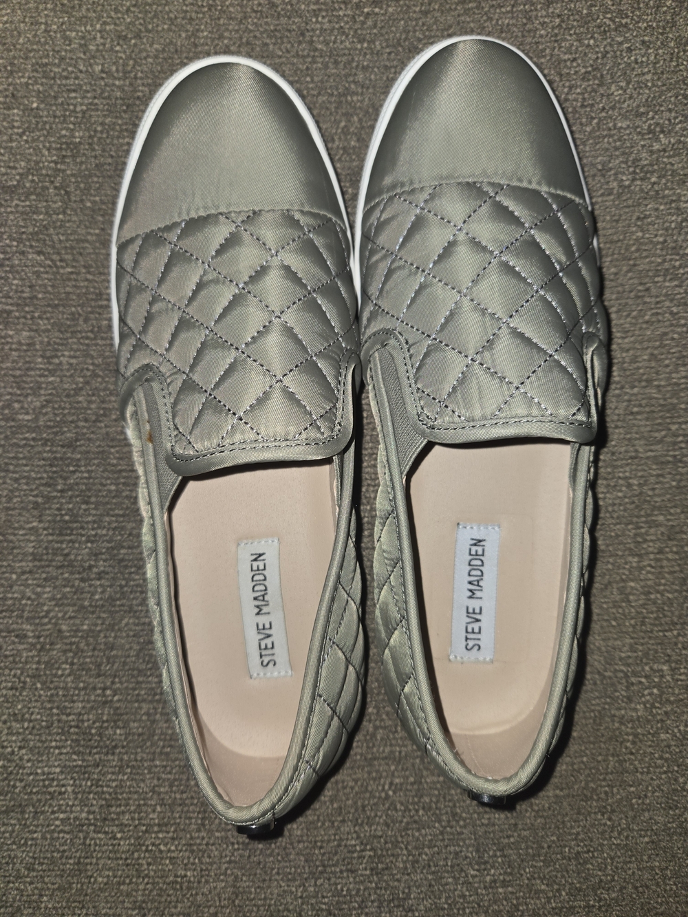 Steve Madden Quilted Slip-On Sneakers - Metallic Gray